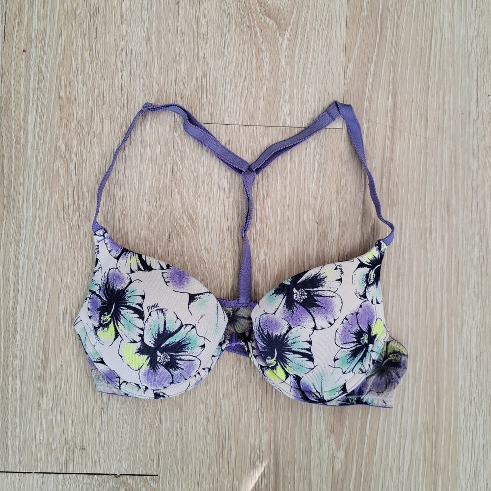 Victoria's Secret Pink Floral Push-Up Bra Sz 34A